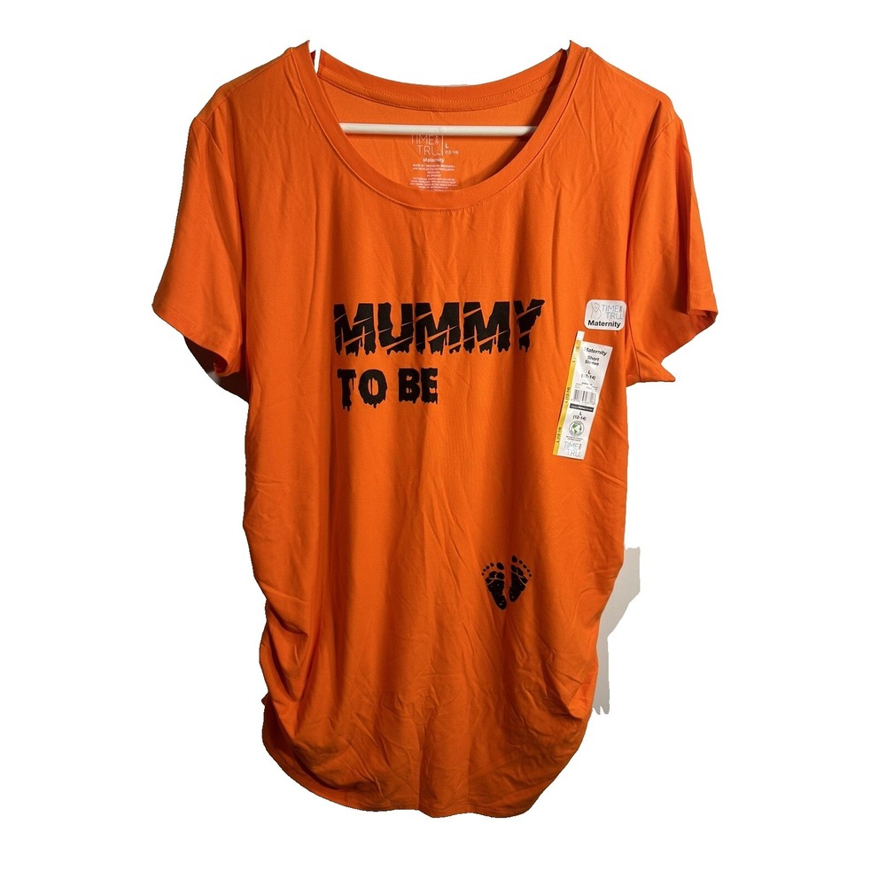 time and‎ tru womens maternity orange t shirt size large mummy to be